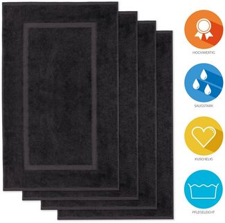 Lavea Badematte 4er Set Badeteppiche Elena Frottee 50x80 cm Badvorleger, 100% Baumwolle, 500 g/m² Frottier, weich & saugstark, pflegeleicht