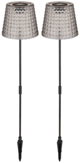 2er Set LED Solarlampe, Erdspieß, Kunststoff rauch, H 60 cm