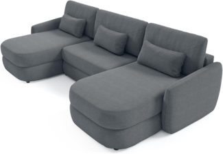 AX LIVING Cortoni U grau Wohnlandschaft U Form Schlaffunktion hellgrau 332 cm