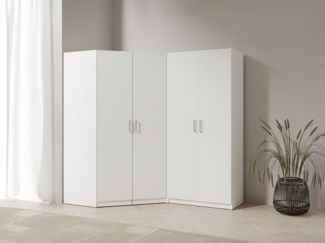 Vente-unique - Eckkleiderschrank mit 4 Türen - 209 cm - Weiß - BELOMY
