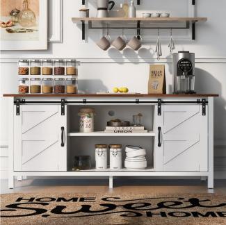 OKWISH TV-Schrank Fernsehschrank Sideboard Küchenschrank Beistellschrank (TV Ständer, Aufbewahrungsschrank, 1-St, Kommode Entertainment Center TV Stand mit 2 Schiebetüren) für Wohnzimmer Esszimmer, Modernes Design, 120*40*60.5cm