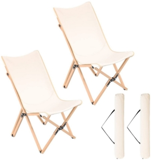 COSTWAY Klappstuhl 2er Set Gartenstuhl, aus Bambus, mit Tasche, bis 150kg
