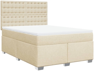 vidaXL Boxspringbett mit Matratze Creme 160x200 cm Stoff 3290558