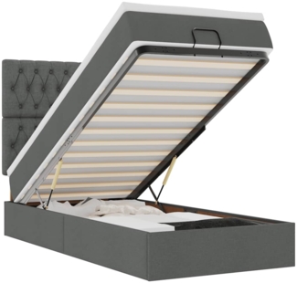 vidaXL Ottoman-Bett mit Matratze Dunkelgrau 90x190 cm Stoff 3313203