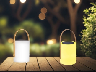 2er SET Outdoor Tischleuchten 24cm mit Fernbedienung & RGB - Solar & USB
