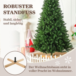 WHEELYOU Künstlicher Weihnachtsbaum 180cm/210cm beleuchteter Weihnachtsbaum, 8 Lichtmodi, Nordmanntanne, 1000 robuste Spitzen und 220 Lichter, einfach zu montieren