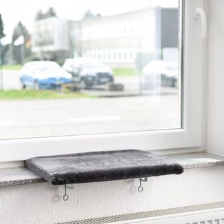 Canadian Cat Company Katzen-Hängematte Snuggly Place, anthrazit, 75 x 35 x 2 cm, gepolsterte Liege - Aussichtsplattform für die Fensterbank