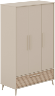 EEFJE Kleiderschrank, Cashmere Beige/Groovy Oak, 3 Türen, 1 Schubkasten