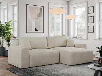 MKS Meble 'Nelson' Ecksofa mit Schlaffunktion und Bettkasten, L-form, Beige, Velours