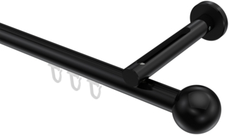 Innenlauf-Gardinenstangen-Set Siteno Luino 100 cm, 1-läufig, 20 mm Ø Schwarz