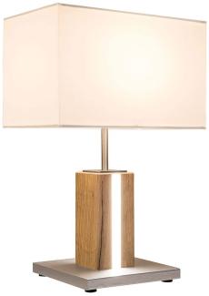 RGB LED Tischleuchte, Holz, Textil, Dimmer, H 48 cm