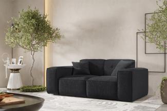 Sofa Designersofa CESINA 2-Sitzer in Stoff Ascot Bukla Schwarz