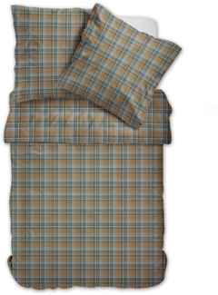 Dormabell Flanell Bettwäsche 11475 kariert natur, blau braun 135x200