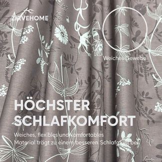 ZIRVEHOME Bettwäsche Baumwolle Bettbezug Braun Weiß Geblümt, Polina, Renforce, 3 teilig, Baumwolle Bettbezug Braun Weiß Geblümt, Polina