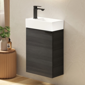 EMKE Badmöbel-Set mit Waschbecken 41.7×24×64.6cm Holzkohle