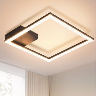 Nettlife LED Deckenleuchte Wohnzimmer Kristall Schwarz 3000K Modern Eckig Metall Deckenlampe, LED fest integriert, Warmweiß, Schlafzimmer Flur Küche