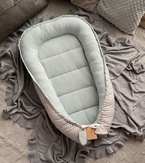 Loolay Bettnestchen Minze WAFFELPIQUE Baumwolle BABYNEST Neugeborene Babyausstattung, (PREMIUM Geschenk Reisebett Nestchen SOLO/ o. in Geschenk SETS, 1-tlg, 4 Jahreszeiten ATMUNGSAKTIVER MINZE WAFFELSTOFF Babynestchen), LOOLAY® - 100% Europäische Stoff...
