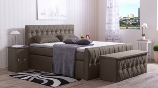 Meisterbetten Boxspringbett Cool 120x220 in WT-Papyrus, Matratzenbezug Nano, Komfortschaum-Topper