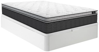 Vente-unique - Set aus Bettgestell mit Bettkasten + Taschenfederkernmatratze & Topper - 160 x 200 cm - Hybridmatratze - Stärke 30 cm - Weiß - GAMIANI von YSMÉE