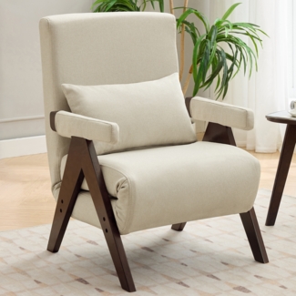Merax 3-in-1-Umbausessel mit Schlaffunktion, umbaubares Schlafsofa, gepolsterter Klappsessel, Polstersitz, Loungesessel, Einzelbett, Beige+braun