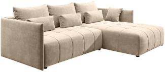 Furnix Ecksofa Bruz Sofa Couch ausziehbar mit Bettkasten Kissen Schlafsofa 12 Farben, Liegefläche 147x232 cm