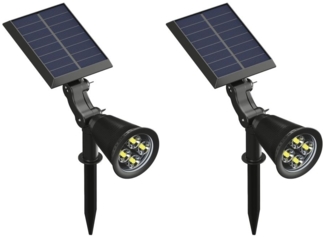 Vente-unique - Solar-Wegeleuchte oder -Wandleuchte ausrichtbar 2er-Set - 300 Lumen - Schwarz - SLATINE
