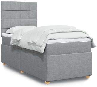 vidaXL Boxspringbett mit Matratze Hellgrau 100x200 cm Stoff 3293491