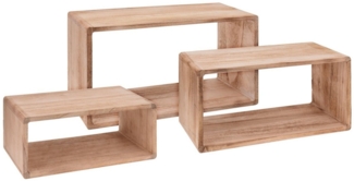 Spetebo Wandregal Holz Hängeregal rechteckig 3er Set - 45/40/35 cm, 3-tlg.