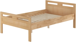 Überlanges Holzbett, Seniorenbett 120x220 Buche lackiert V-60.74-12-220Rollrost inkl.