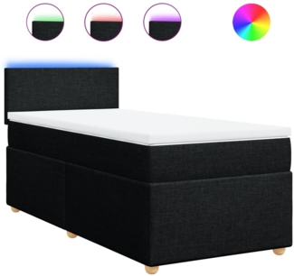 vidaXL Boxspringbett mit Matratze Schwarz 100x200 cm Stoff 3288886
