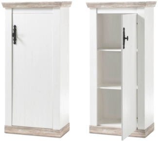 Lomadox Kommode FERNA-61, Pinie weiß und Oslo Pinie dunkel 3 Fächer 71x146x37cm