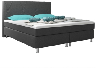 Boxspringbett Boston Plus 180x200 Webstoff anthrazit mit Topper-Optik