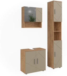 Badmöbel-Set Irma Beige 3 Teile Vicco