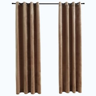 vidaXL Verdunkelungsvorhänge mit Ösen 2 Stk. Samt Beige 140x225 cm 134505