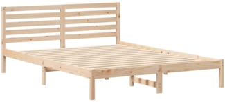 vidaXL Bettrahmen mit Kopfteil Braun 160 x 220 cm Massives Kiefernholz 872335
