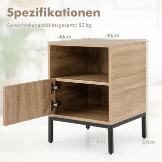 KOMFOTTEU Nachttisch (2-St), Nachtkonsole mit Schrank & Ablagefach