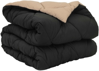 vidaXL Ganzjahresbettdecke Schwarz und Taupe 200x140 cm Mikrofaser 42025609