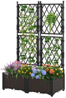KOMFOTTEU Blumenkasten, Hochbeet mit Rankgitter, für Kletterpflanzen & Topfpflanzen