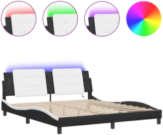 vidaXL Bettgestell mit LED ohne Matratze "Zadar" Schwarz und Weiß 180x200 cm Kunstleder 3214129