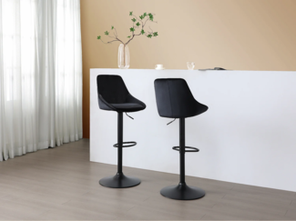 Vente-unique - Barhocker 2er-Set höhenverstellbar - Samt & Metall - Schwarz - MASURIE