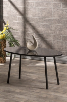 Ovaler Couchtisch mit Metallbeinen 90 x 50 x null cm Spanplatte/metall/pvc Marmor Dekor - schwarz 89321731 [en. casa]