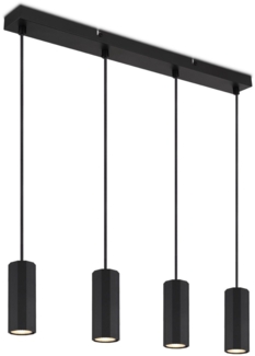 Hängeleuchte Esszimmer Schwarz Hängelampe Wohnzimmer 4-flammig Modern Alu
