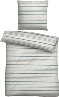 biberna 0840503 Melange-Flanell Bettwäsche QUERSTREIFEN, ciel, 1x 135x200 cm + 1x 80x80 cm