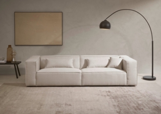 LeGer Home by Lena Gercke 3-Sitzer PIARA, Couch mit Kedernaht, Sofa in Cord oder Leinenoptik, schwarze Füße, bequemer Sitzkomfort