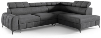 M-Punkt24 Wohnlandschaft Lagos Grau Anthrazit Ecksofa Polsterecke, mit Bettfunktion Bettkasten Kopfteilverstellung, weicher Samtbezug