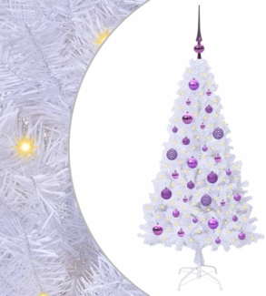 vidaXL Künstlicher Weihnachtsbaum Weiß 120 cm PVC und Stahl 3426755