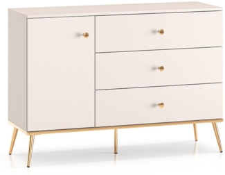 Lomadox Kommode STRUGA-131, in kaschmir, goldfarbene Griffe, 120cm breit, Kommodenschrank
