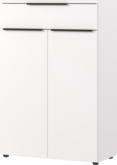bümö Space Aktenschrank Holz, Sideboard & Kommode hoch in Weiß - Regal mit Türen & 1 Schublade für Ordner & Büro, Schrank klein als Möbel für Arbeitszimmer, Büroschrank & Ordnerschrank, SPCAS2OH1S-84