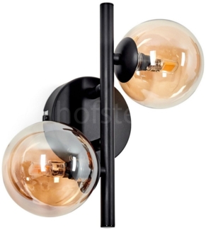 hofstein Wandleuchte Wandlampe aus Metall/Glas in Schwarz/Bernsteinfarben, ohne Leuchtmittel, mit Glasschirmen (10 cm) u. An/-Auschalter, 2x G9, ohne Leuchtmittel
