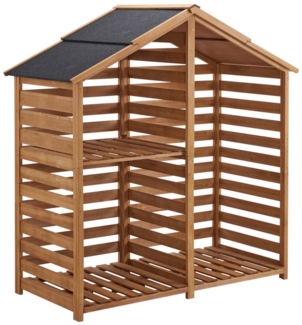 M MCombo Holzregal Außen, Kaminzubehör Kaminholzregal mit 2 Ebenen, Brennholzregal mit Wasserdichter Abdeckung 1213